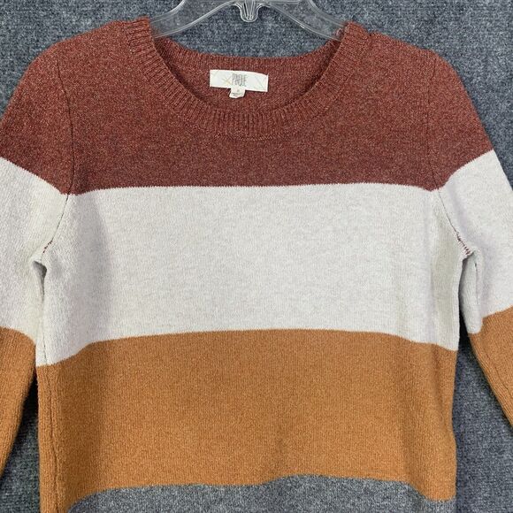 Pinque Long Sleeve Sweater Fall Block Colors Women S Rolled Hems - Picture 2 of 11